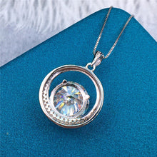 Load image into Gallery viewer, 5 Carat D Color Round Cut Crescent Moon Halo Pendant VVS Moissanite Necklace