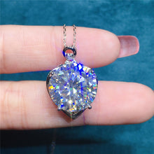 Load image into Gallery viewer, 10 Carat D Color Round Cut Solitaire Subtle Heart Halo VVS Moissanite Necklace