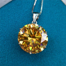 Load image into Gallery viewer, 10 Carat Yellow Round Cut Solitaire Certified VVS Moissanite Necklace