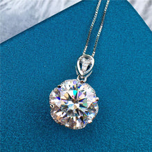 Load image into Gallery viewer, 5 Carat D Color Round Cut Subtle Halo Certified VVS Moissanite Necklace