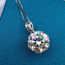 Load image into Gallery viewer, 5 Carat D Color Round Cut Subtle Halo Certified VVS Moissanite Necklace