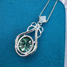 Load image into Gallery viewer, 5 Carat Green Round Cut Water Drop Halo Pendant Certified VVS Moissanite Necklace5 Carat Green Round Cut Water Drop Halo Pendant Certified VVS Moissanite Necklace