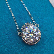 Load image into Gallery viewer, 5 Carat D Color Round Cut Halo Crown Pendant Certified VVS Moissanite Necklace