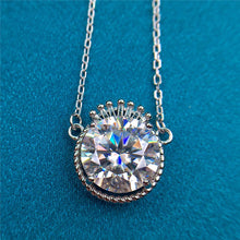 Load image into Gallery viewer, 5 Carat D Color Round Cut Halo Crown Pendant Certified VVS Moissanite Necklace