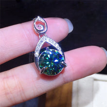 Load image into Gallery viewer, 5 Carat Dark Green Round Cut Pear Halo Link Chain Certified VVS Moissanite Necklace