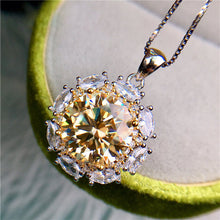 Load image into Gallery viewer, 5 Carat Yellow Round Cut Snowflake Two-tone Certified VVS Moissanite Necklace
