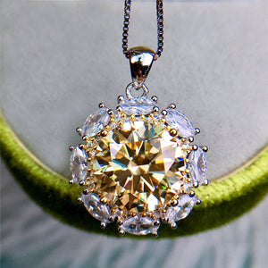 5 Carat Yellow Round Cut Snowflake Two-tone Certified VVS Moissanite Necklace