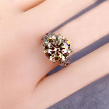 Load image into Gallery viewer, 5 Carat Round Cut Moissanite Ring Heart Shank Certified VVS Yellow