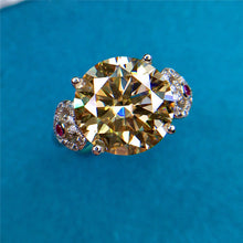 Load image into Gallery viewer, 5 Carat Round Cut Moissanite Ring Heart Shank Certified VVS Yellow