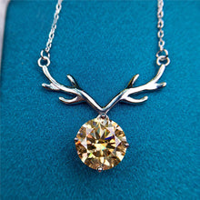 Load image into Gallery viewer, 5 Carat Yellow Round Cut Solitaire Deer Horns Pendant VVS Moissanite Necklace