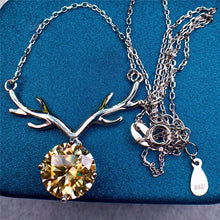 Load image into Gallery viewer, 5 Carat Yellow Round Cut Solitaire Deer Horns Pendant VVS Moissanite Necklace