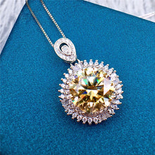 Load image into Gallery viewer, 5 Carat Yellow Round Cut Snowflake Certified VVS Moissanite Necklace