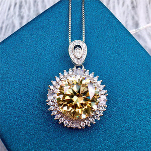 5 Carat Yellow Round Cut Snowflake Certified VVS Moissanite Necklace