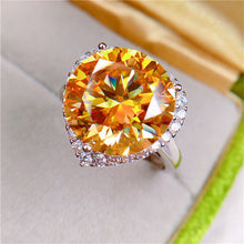 Load image into Gallery viewer, 8 Carat Round Moissanite Subtle Heart Halo Straight Shank Cathedral VVS Deep Yellow