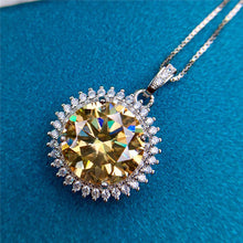 Load image into Gallery viewer, 5 Carat Yellow Round Cut Starburst Certified VVS Moissanite Necklace