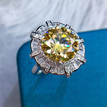 Load image into Gallery viewer, 5 Carat Round Cut Moissanite Ring Double Halo Vintage VVS Yellow