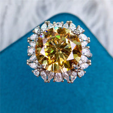 Load image into Gallery viewer, 6 Carat Round Cut Moissanite Ring VVS Vivid Yellow Starburst Plain Shank Certified