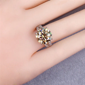 5 Carat Round Cut Moissanite Ring Filigree Split Shank Vintage Certified VVS Yellow