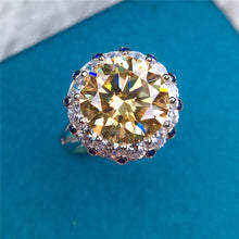 Load image into Gallery viewer, 5 Carat Round Moissanite Snowflake Halo Plain Tapered Shank Certified VVS Vivid Yellow