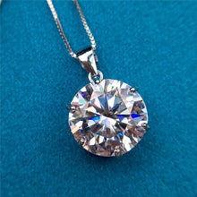 Load image into Gallery viewer, 10 Carat D Color Round Cut Solitaire Certified VVS Moissanite Necklace