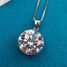 Load image into Gallery viewer, 10 Carat D Color Round Cut Solitaire Certified VVS Moissanite Necklace