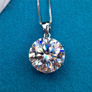 10 Carat D Color Round Cut Solitaire Certified VVS Moissanite Necklace