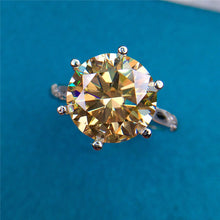 Load image into Gallery viewer, 5 Carat Round Moissanite Ring 6 Prong French Pave Certified VVS Vivid Yellow