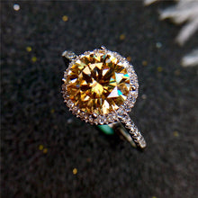 Load image into Gallery viewer, 2 Carat Round Cut Moissanite Ring Halo French Pave VVS Yellow