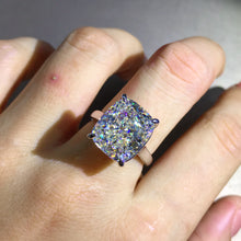 Load image into Gallery viewer, 12 Carat Cushion Cut Moissanite Ring 4 Claw Cathedral Basket Solitaire G-H Near Colorless