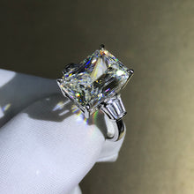 Load image into Gallery viewer, 6 Carat Elongated Cushion Cut Moissanite Ring Three Stone VVS G-H Colorless
