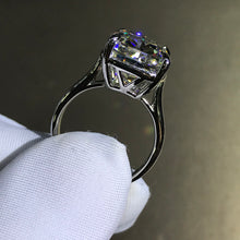Load image into Gallery viewer, 12 Carat Cushion Cut Moissanite Ring 4 Claw Cathedral Basket Solitaire G-H Colorless