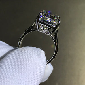 12 Carat Cushion Cut Moissanite Ring 4 Claw Cathedral Basket Solitaire G-H Near Colorless