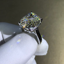 Load image into Gallery viewer, 12 Carat Cushion Cut Moissanite Ring 4 Claw Cathedral Basket Solitaire G-H Colorless