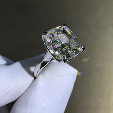 Load image into Gallery viewer, 12 Carat Cushion Cut Moissanite Ring 4 Claw Cathedral Basket Solitaire G-H Near Colorless