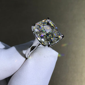 12 Carat Cushion Cut Moissanite Ring 4 Claw Cathedral Basket Solitaire G-H Colorless