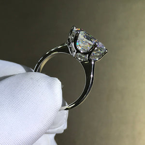 6 Carat Pear Cut Moissanite Ring 7 Prong Solitaire VVS G-H Colorless