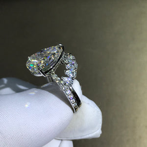 8 Carat Pear Cut Moissanite Ring G-H Colorless VVS Bridal Set