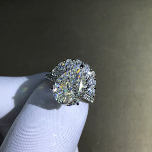 8 Carat Pear Cut Moissanite Ring G-H Colorless VVS Bridal Set