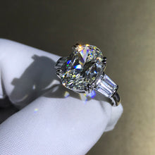 Load image into Gallery viewer, 6 Carat Oval Cut Moissanite Ring Double Prong Basket Three Stone VVS G-H Colorless