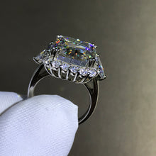 Load image into Gallery viewer, 8 Carat Cushion Moissanite Ring G-H Color 3 Stone Double Prong Halo Straight Shank