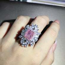 Load image into Gallery viewer, 3 Carat Radiant Cut Moissanite Pink VVS Triple Halo