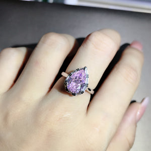 4 Carat Pear Cut Moissanite Pink Halo Pinched Shank