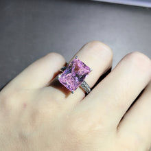 Load image into Gallery viewer, 10 Carat Radiant Cut Pink 4 Claw Basket Bead-set VVS Moissanite Ring