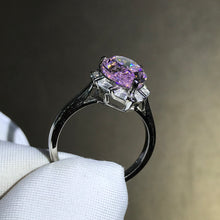 Load image into Gallery viewer, 4 Carat Pear Cut Moissanite Pink Halo Pinched Shank