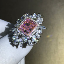 Load image into Gallery viewer, 3 Carat Radiant Cut Moissanite Pink VVS Triple Halo