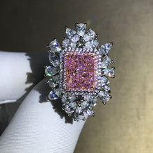 Load image into Gallery viewer, 3 Carat Radiant Cut Moissanite Pink VVS Triple Halo