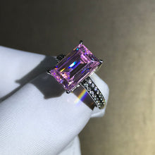 Load image into Gallery viewer, 4 Carat Emerald Cut Moissanite Pink Basket Bead-set Band