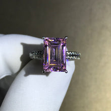 Load image into Gallery viewer, 4 Carat Emerald Cut Moissanite Pink Basket Bead-set Band