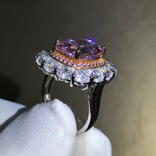 Load image into Gallery viewer, 6 Carat Cushion Cut Double Halo Split Shank VVS Moissanite Pink Ring