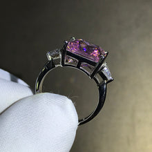 Load image into Gallery viewer, 6 Carat Radiant Cut Moissanite Pink VVS 4 Claw Three Stone